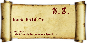 Werb Balár névjegykártya